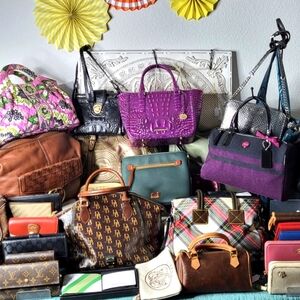 Brahmin Purple Croco Enb. Satchel